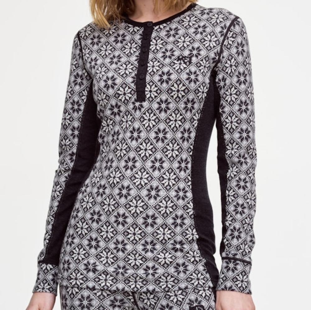 Kari Traa Rose Long Sleeve Women's Baselayer Top - 100% Merino Wool - Black